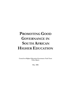 Policy Report: Promoting Good Governance in South African Higher