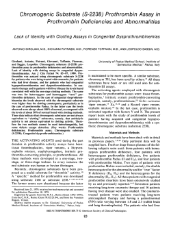 Chromogenic Substrate (S-2238) Prothrombin Assay in Prothrombin
