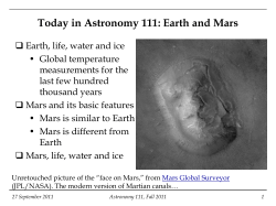 Today in Astronomy 111: Earth and Mars