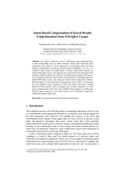 Intent-Based Categorization of Search Results Using Questions from
