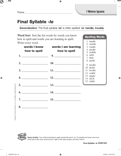 Final Syllable -le - Griswold Public Schools