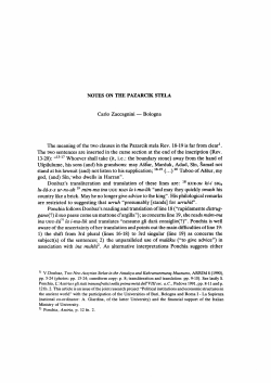 NOTES ON THE PAZARCIK STELA Carlo Zaccagnini