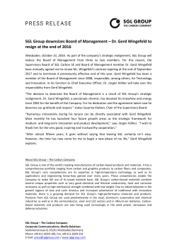 Dr. Gerd Wingefeld to resign at the end of 2016