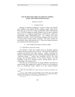 431 USE OF MILITARY FORCE IN SYRIA BY TURKEY