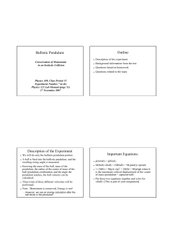 Ballistic Pendulum Outline Description of the Experiment