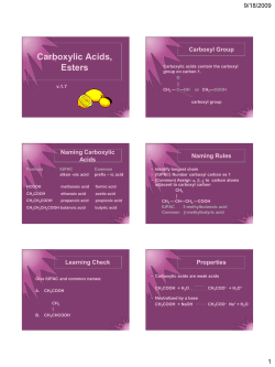 Carboxylic Acids, Esters