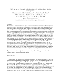 CMEs during the Two Activity Peaks in Cycle 24 and their Space