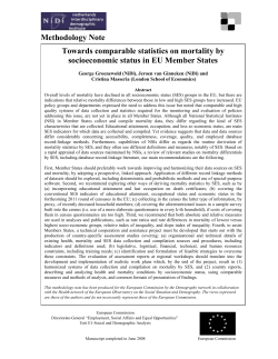 Methodology Note Towards comparable statistics on mortality by