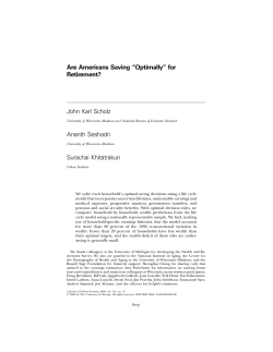 Are Americans Saving &ldquo;Optimally&rdquo; for Retirement? John Karl Scholz