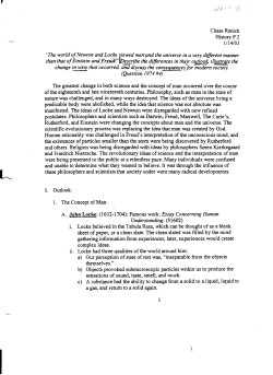 Chase Renick History P.2 1/14/03 "The world ofNewton