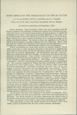 SOME ASPECTS OF THE IMMUNOLOGY OF THE Rh FACTOR