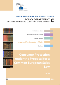 Consumer Protection under the Proposal for a Common European