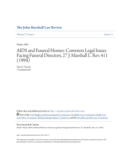 AIDS and Funeral Homes: Common Legal Issues Facing Funeral