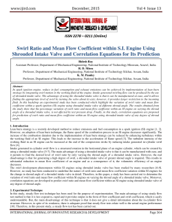 Swirl Ratio and Mean Flow Coefficient within S.I. Engine Using