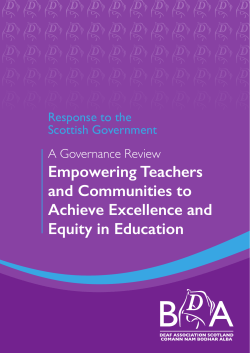 The Scottish Government`s Consultation paper: `A Governance