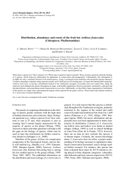 Distribution, abundance and roosts of the fruit bat Artibeus