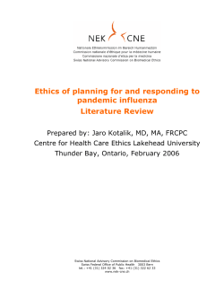 Ethics of planning for and responding to pandemic influenza