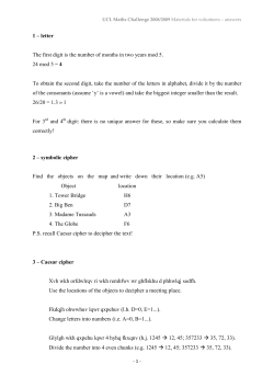 1 &ndash; letter The first digit is the number of months in two years mod 5