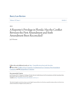 A Reporter`s Privilege in Florida