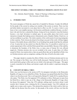 THE EFFECT OF EBOLA VIRUS ON CHRISTIAN MISSIONS AND