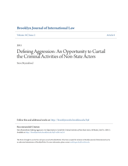 Defining Aggression: An Opportunity to Curtail the