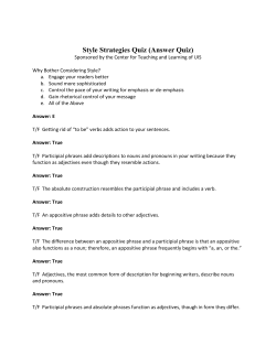 Style Strategies Quiz (Answer Quiz)