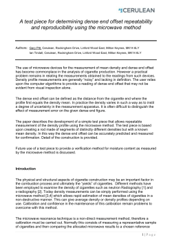 A test piece for determining dense end offset repeatability and