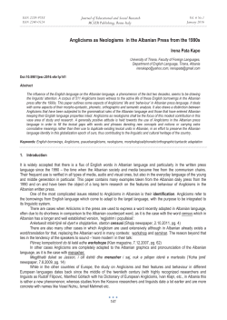 Anglicisms as Neologisms in the Albanian Press from the 1990s