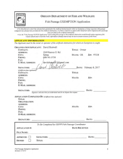 Quedo Creek Exemption Public Comment Packet