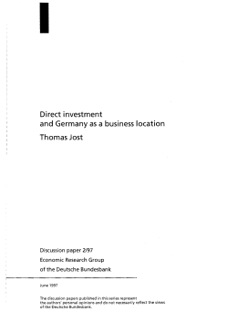 Direct investment and Germany as a business location