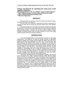 Energy requirements for operating the rotary plow under egyption