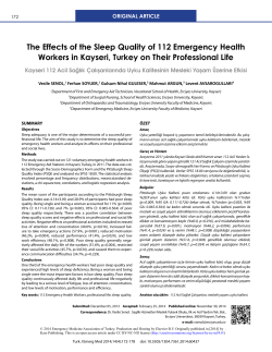 The Effects of the Sleep Quality of 112 Emergency Health Workers in