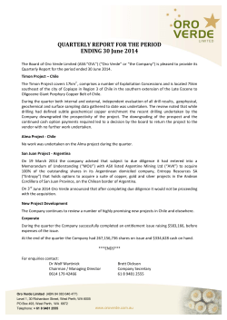 June 2014 Activities and Cash Flow Report