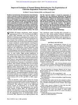 Improved Isolation of Normal Human Reticulocytes Via Exploitation
