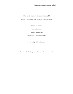 Congruence between character and self 1 What does it mean to be