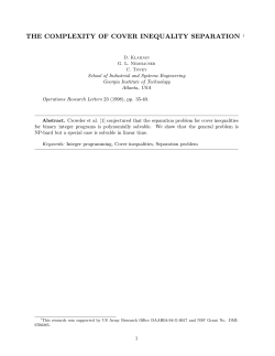 THE COMPLEXITY OF COVER INEQUALITY SEPARATION 1