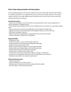 Direct Sales Representative Job Description