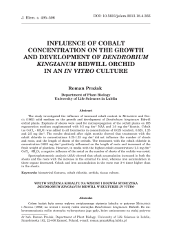 InFLUEnCE OF COBALT COnCEnTRATIOn On THE GROWTH AnD