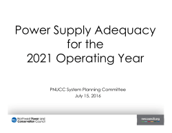 Power Supply Adequacy f th or the 2021 Operating Year