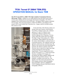 TF20: Tecnai G2 200kV TEM (FEI) OPERATION MANUAL for Basic