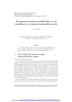 Prospects of nuclear proliferation, or of transition to a nuclear