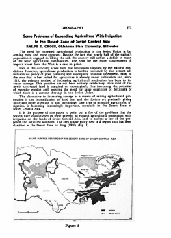 Some Problems of Expanding Agriculture with Irrigation in the
