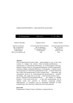 FORM POSTPONEMENT: A RECONCEPTUALIZATION Fabricio