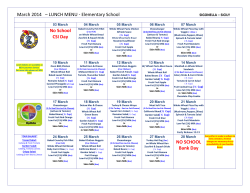 March 2014 &ndash; LUNCH MENU - Elementary School No