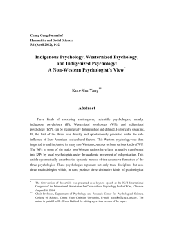 Indigenous Psychology, Westernized Psychology, and Indigenized