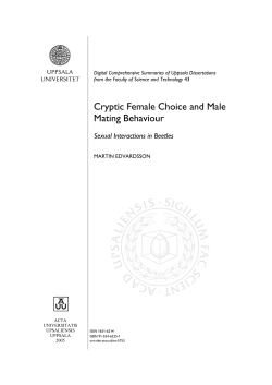 Cryptic Female Choice and Male Mating Behaviour: Sexual