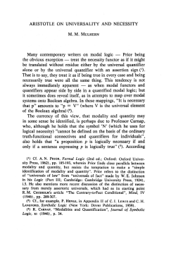 ARISTOTLE ON UNIVERSALITY AND NECESSITY MM