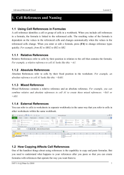 1. Cell References and Naming