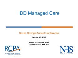 IDD Managed Care - RCPA Conference