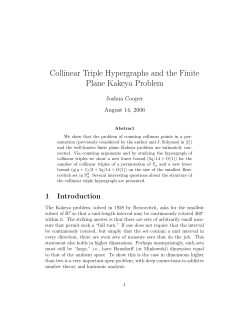 Collinear Triple Hypergraphs and the Finite Plane Kakeya Problem
